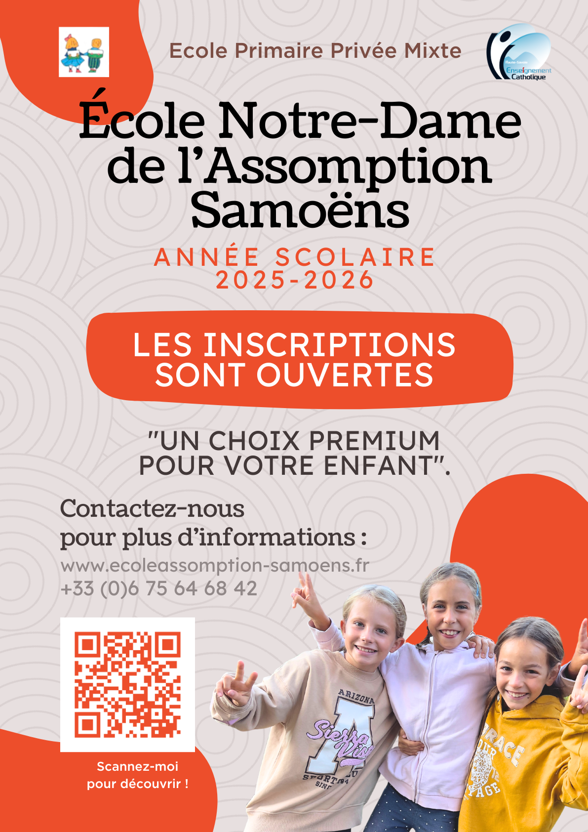 Affiche inscription école notre-dame de l'assomption de samoëns